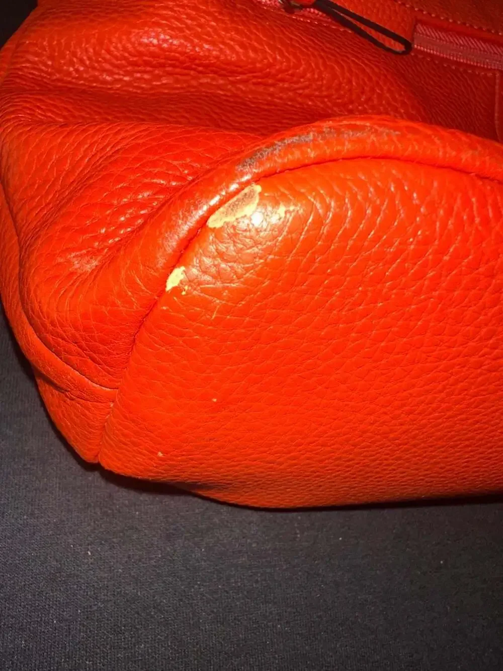 No.91 Giani Bernini Pebbled Orange Leather Hobo Shoulder Bag with Chain Detail